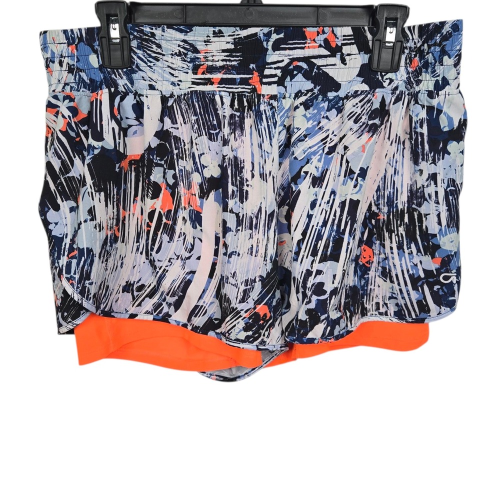 GapFit GTrack Running Shorts Abstract Print Lined Neon Orange Womens M